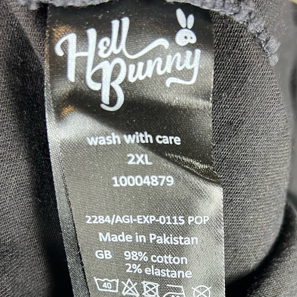 Hell Bunny Dress Womens 2XL Black Dakota Pinafore Denim Goth Pinup Punk Overall - Picture 9 of 10